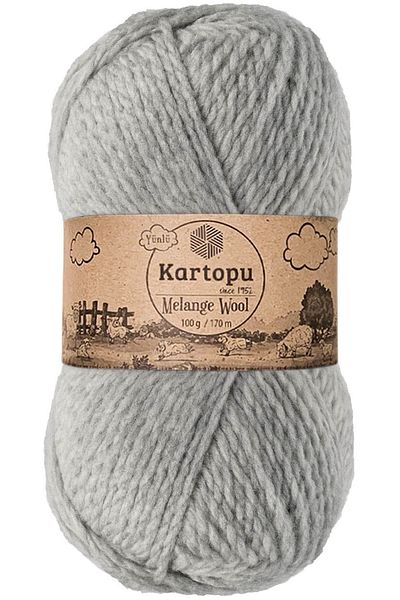 Kartopu Melange Wool K1000 Light Gray Hand Knitting Yarn 100 Gr.