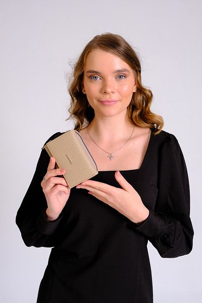 Just Polo Women's Mink 6 Card + 1 ID Compartment Embossed Printed Vegan Wallet with Snap and Zipper Closure