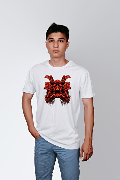 ErTaPassage Monstrul alb Samurai cu imprimeu Bărbat tricou - T8864145