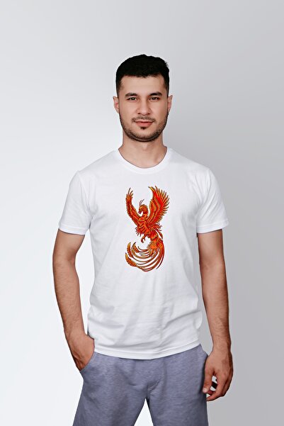ErTaPassage Pasăre Phoenix albă cu imprimeu Bărbați tricou - T9311123