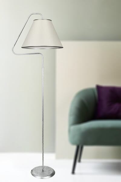 VENON Aydınlatma Lambader Silver Mia Üçgen Gümüş Patine (silver Çember) Krem Şapka