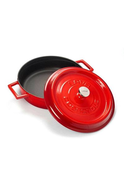 Lava Cast Iron Multi-Purpose Flat Pot. Diameter(ø)28 - Red