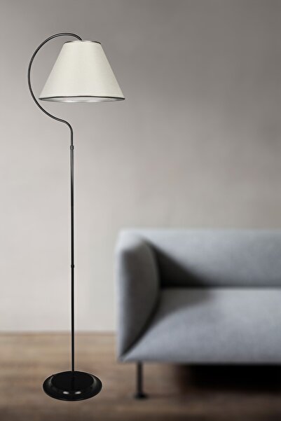 VENON Güven Avize Lambader Holo Elips Siyah (silver Çember) Krem Şapka