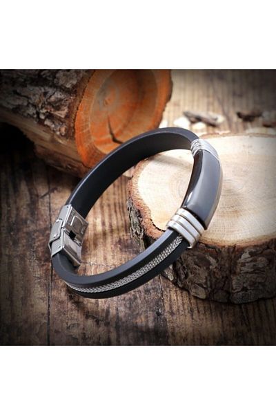 Gogoey Men's Bracelet Rubber Mesh Steel Popular Bracelet Db3838