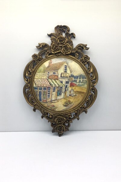 Otantik Dekoratif Duvar Objesi Polyester Altın Varaklı Bombeli Resim Duvar Sü...