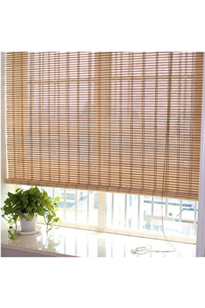 Bahçem Bambu Stor Perde 200x180cm Süt Kahve/krem