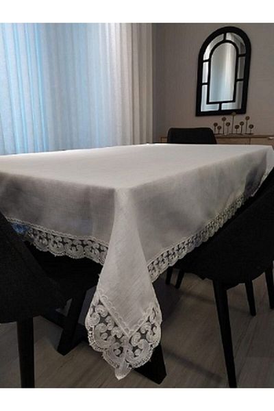 Çeyiz Bahçesi Față de masă din in Jotem crem 160&220