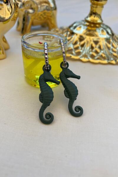 Leerybee ماتي الكاكي اللون الأخضر أقراط فرس البحر مضاد الأرجية