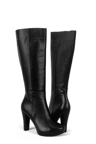 KARVENSHOES Дамски ботуши от естествена черна кожа със скрита платформа и цип Krvn701