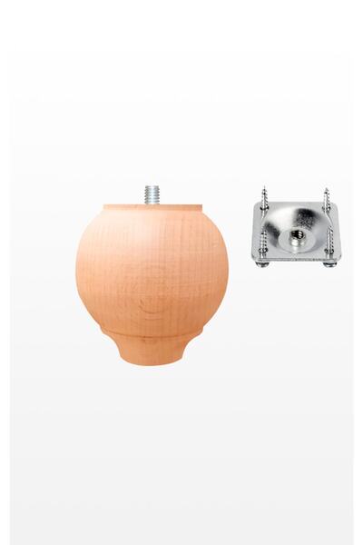 turanahşap Picior de mobilier din lemn / Lungime: 10 Cm / Diametru: 7,5 Cm