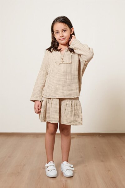 Zeliha Baysan Beige Lambert Muslin Girl's Skirt