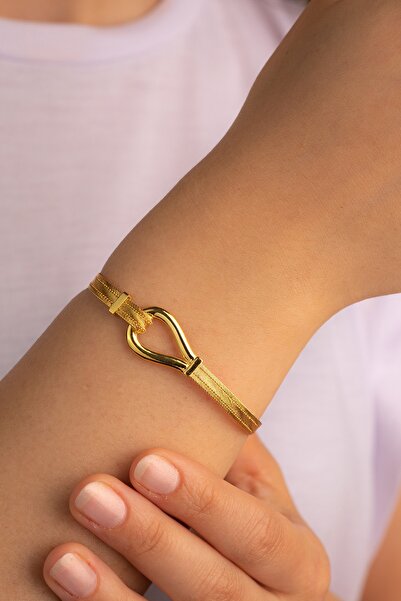 YAVUZ KUYUMCULUK Altın Trabzon Hasır Bileklik Damla Taşsız