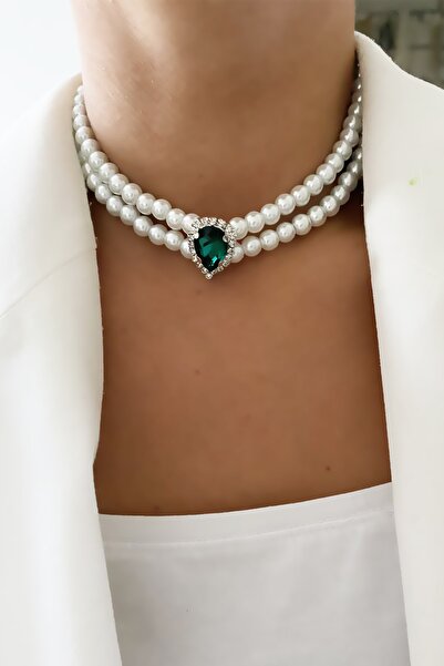 Clare's Store Çift Sıralı Cam Inci Choker