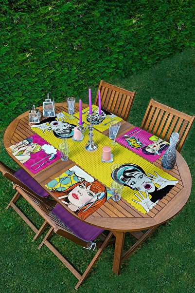 Realhomes 4+1 Pop-art modni set podmetača i stola dizajniran za devojke