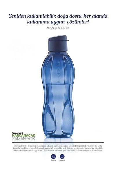 Tupperware Navy Blue Eco Bottle Water Bottle 1Lt