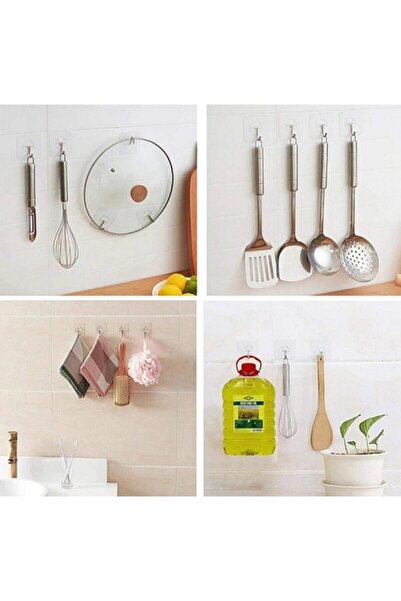 MUTLUHOME 4Pcs Transparent Strong Self Adhesive Door Wall Hangers Heavy Load Bearing