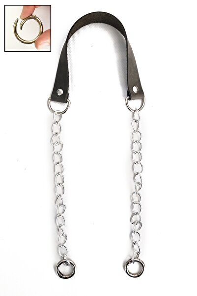 Alfa Tasarım Gerçek Deri Ve Zincir, Yaylı Halka Takım Çanta Sapı (75 Cm) - Gü...