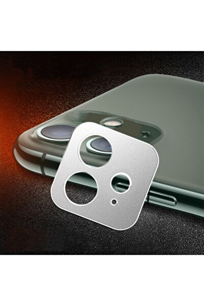 Ally Mobile Iphone 11 6.1 Uyumlu 3d Metal Kamera Koruyucu Metal Lens Gümüş
