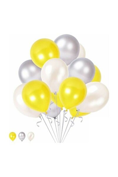 BEST PARTİ DOĞUM GÜNÜ PARTİ SÜSLERİ 30 Party Balloons -yellow-silver-white Ba...