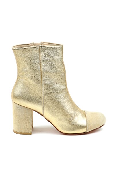 CANES AYAKKABI Kadın Platin Deri Maskaret/topuk Süet Detaylı Fermuarlı Bot