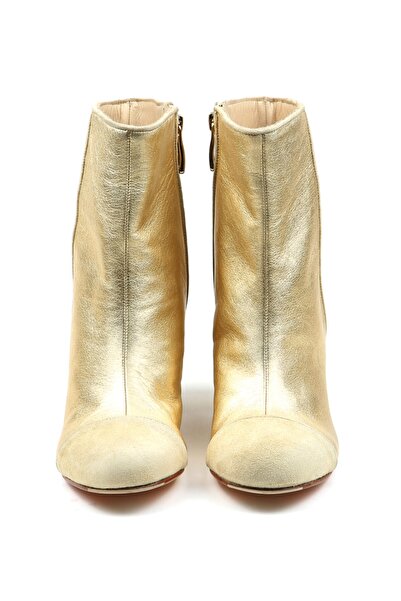 CANES AYAKKABI Kadın Platin Deri Maskaret/topuk Süet Detaylı Fermuarlı Bot