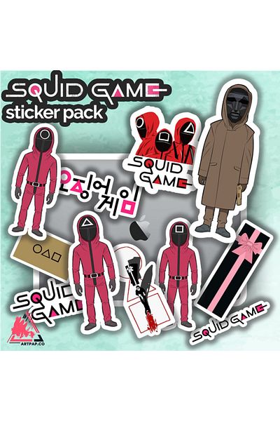 artpap مجموعة ملصقات للهاتف المحمول مكونة من 11 قطعة من Squid Game - عبوة من 3 قطع
