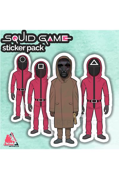 artpap مجموعة ملصقات للهاتف المحمول مكونة من 11 قطعة من Squid Game - عبوة من 3 قطع