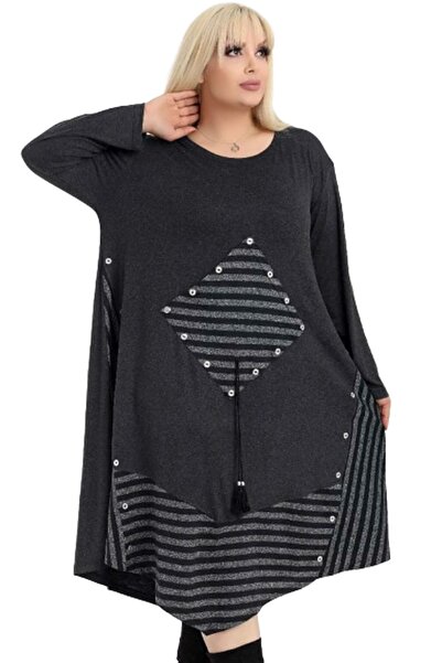 Kheos Φούστα Ασύμμετρη και Μπλοκ Τετράγωνη Τσέπη Μακρυμάνικο Φόρεμα