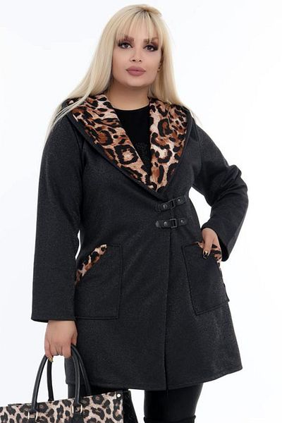 Kheos Leopard Pattern Detailed Comfortable and Flowy Cardigan with Hooded Pockets