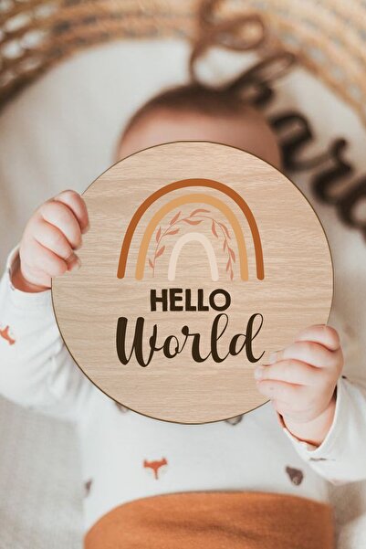 Enjoymydesign بطاقة ذاكرة الطفل Hello World Baby هدية مقاس 14 سم لحديثي الولادة