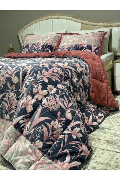 Merinos Double Comforter and Quilt Set - Çiğdem Dried Rose