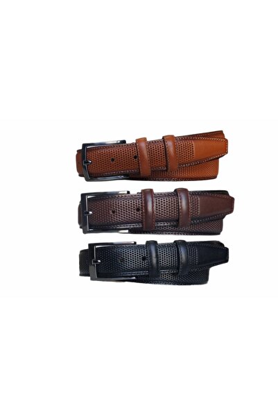 Kar-Pa 100% Genuine Leather Set of 3 Patterned Classic Fabric Pants Belt 3.5c...