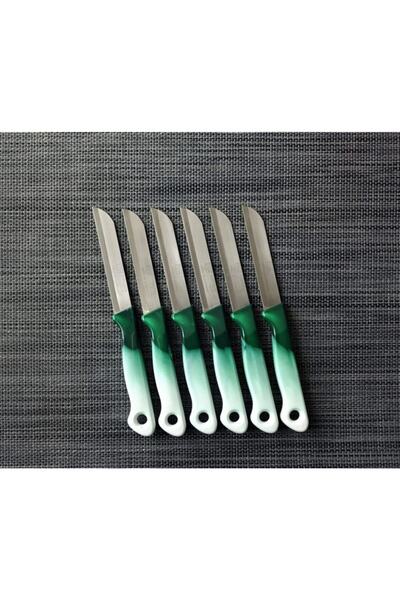 Solingen Meyve Sebze Bıçağı Ebruli Yeşil-beyaz 6'lı
