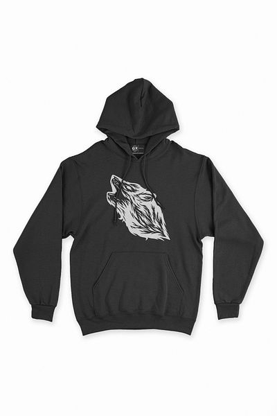 Cix Hanorac negru cu glugă Howling Wolf Head - Hanorac