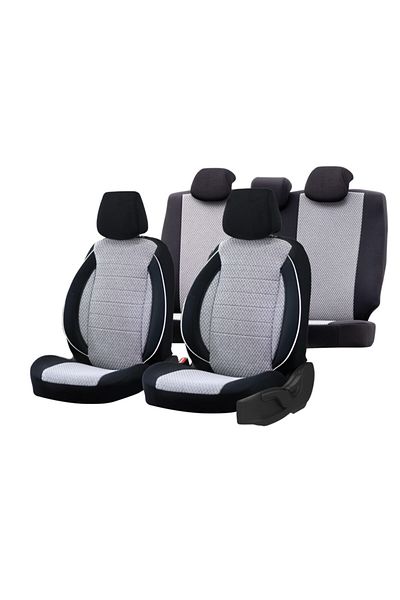 SMRAUTOACCESSORY Hyundai Atos Series Compatible Ultra Luxury Cotton Seat Cover Black White