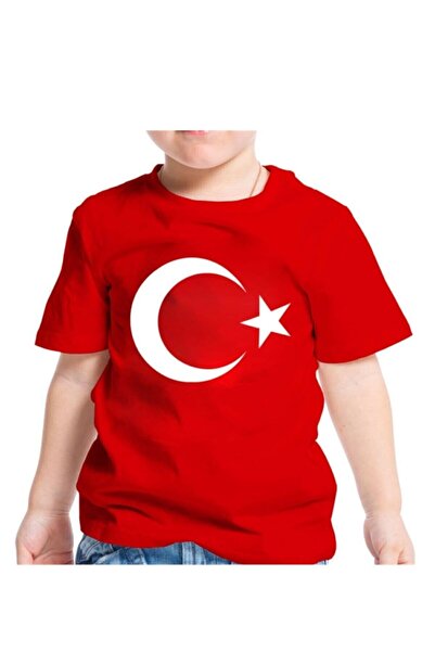 Parti Selesi Ay Yıldız Baskılı Kırmızı T-shirt / Ay Yıldız Bayrak Baskılı Yuv...