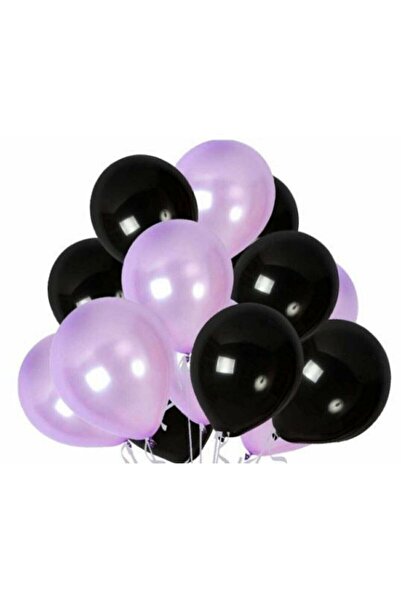 BEST PARTİ DOĞUM GÜNÜ PARTİ SÜSLERİ Black - Lilac Metallic Balloon 20 Pieces