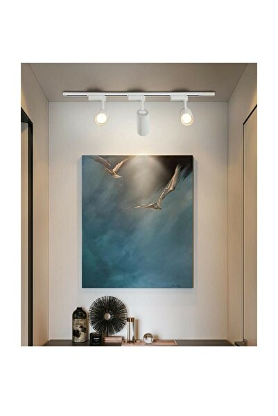 ADALED 3 Adet 35w Ray Spot Vitrin Mağaza Armatürü 1 Metre Raylı Beyaz Kasa Gü...