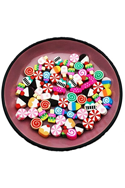 ÜNSALAN HOBİ خرز من طين البوليمر والفواكه والآيس كريم والحلوى 20 قطعة.