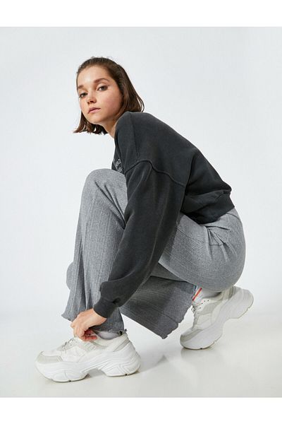 Koton Flared Leg Trousers High Waist