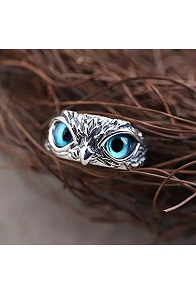 Köstebek Retro Vintage Owl Adjustable Ring