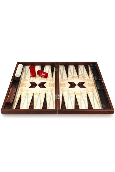 megame Luxury Trendy Backgammon Walnut Look Geometry Pattern Backgammon Gift Backgammon Designed for Special Occasions