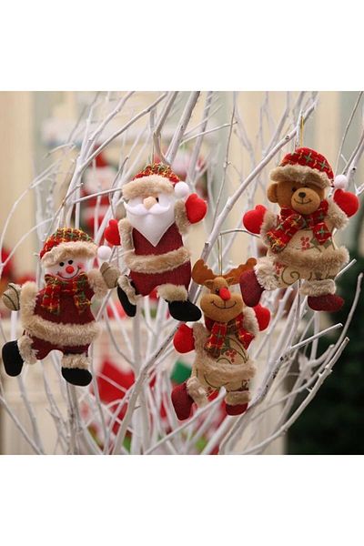 QUEEN AKSESUAR New Year Christmas Collectible Large Furry Fabric Pine Tree Ornament Santa Claus Decoration