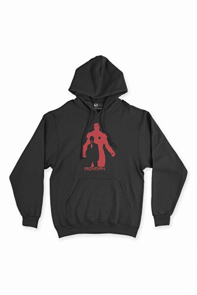 Cix Iron Man Siyah Kapşonlu Sweatshirt Hoodie