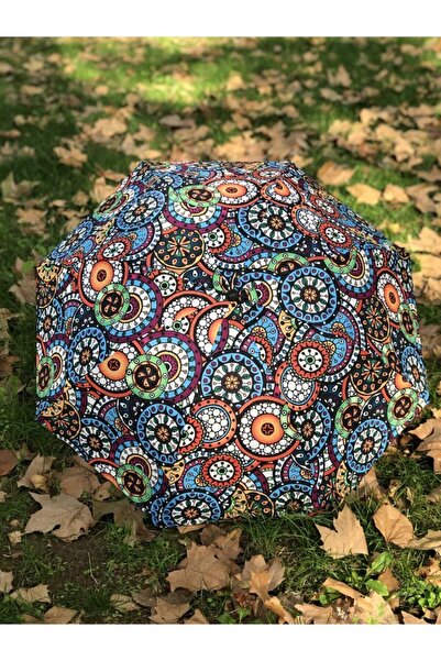 ELEVEN MARKETS Marlux Rüzgara Daynıklı Etnik Desenli Kadın Şemsiye