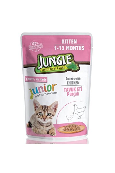 Jungle Pouch Kitten Junior Tavuklu Yavru Kedi Maması 100 gr