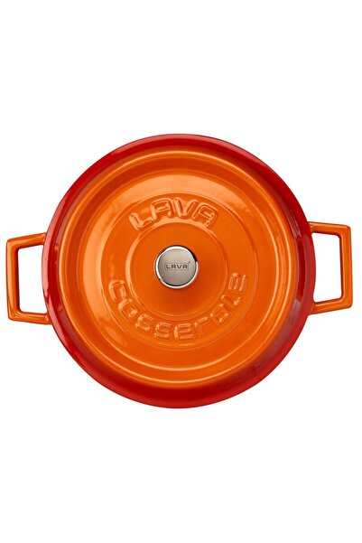 Lava Döküm Trendy Kapak Çok Amaçlı Yuvarlak Turuncu Tencere Ø 24 Cm.