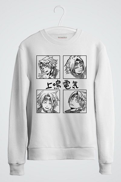 karikatürstore My Hero Academia Denki Kaminari Anime Printed Sweatshirt