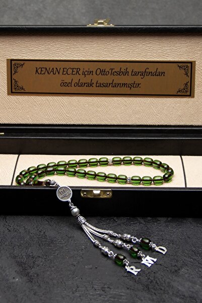 OTTOTESBİH Erkek Hediyelik Gümüş Püsküllü Isimli Kehribar Tesbih, Isimli Tesbih