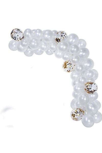 BEST PARTİ DOĞUM GÜNÜ PARTİ SÜSLERİ Metallic White Balloon Arch (100 Pieces) + Balloon Chain Gift